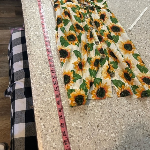 Mimi Chica Bohemian/festival, sunflower button front Tie bust Dress Medium - Picture 3 of 9